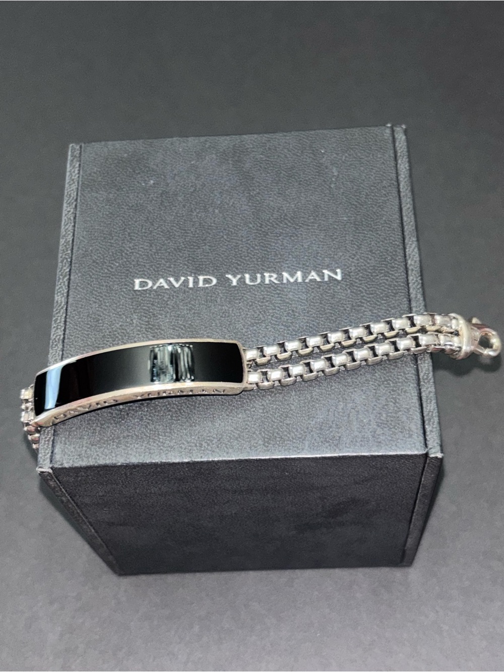 David Yurman Sterling Silver Bracelet with Black Onyx Plate